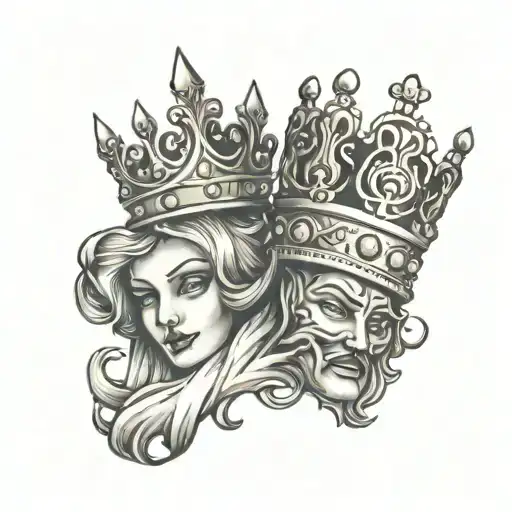 king and queen crowns tattoo design idea
