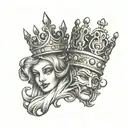 king and queen crowns tattoo design idea