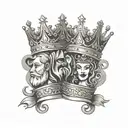 king and queen crowns tattoo design idea