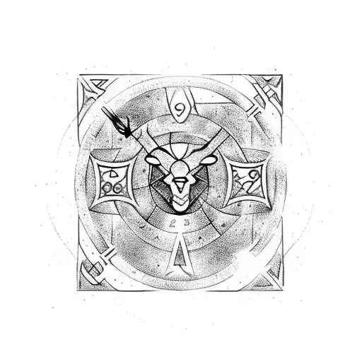 zodiac killer symbol with alchemist and biblical design tattoo design idea
