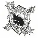 shield  with broken scale balance tattoo design idea