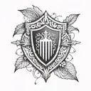 shield  with broken scale balance tattoo design idea