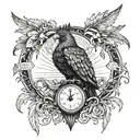 Weighing of the heart with broken scale and evil heart and ruffled, broken feather tattoo design idea