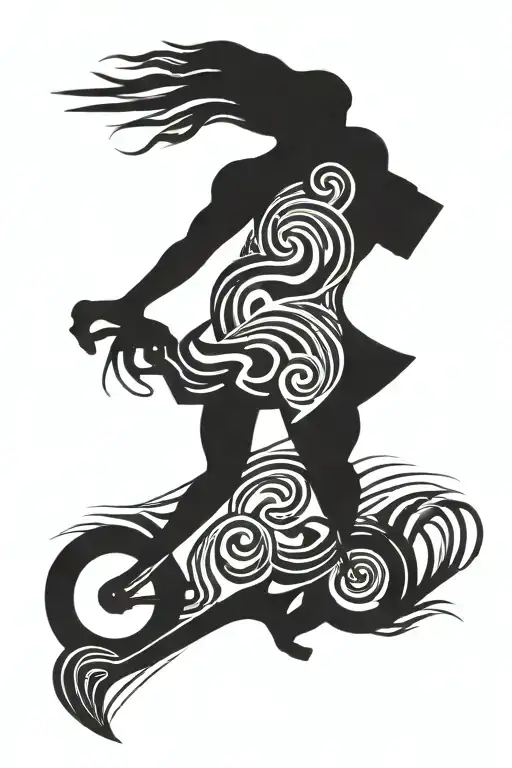 Abstract geometric design incorporating elements of swimming, running, and biking tattoo design idea