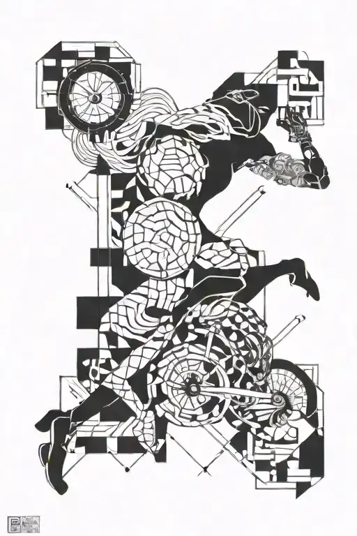 Abstract geometric design incorporating elements of swimming, running, and biking tattoo design idea