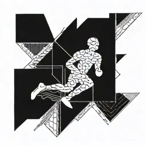 Abstract geometric design incorporating elements of swimming, running, and biking tattoo design idea