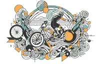 Abstract geometric design incorporating elements of swimming, running, and biking tattoo design idea