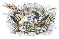 Abstract geometric design incorporating elements of swimming, running, and biking tattoo design idea