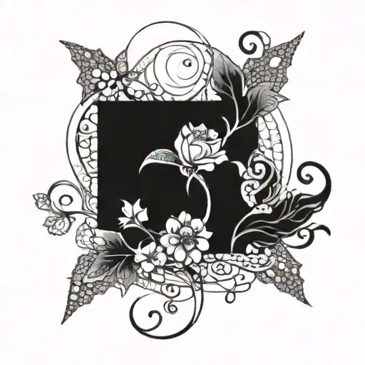 serenity prayer symbol made entirely of intricate floral patterns tattoo design idea