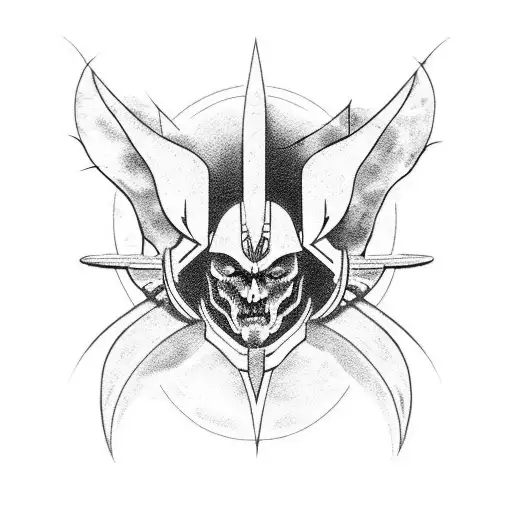 Broken Halo with devil tail tattoo design idea
