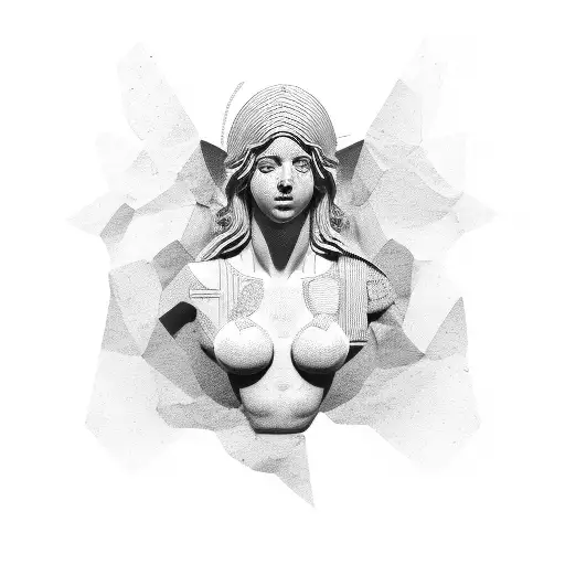 female greek sculpture tattoo design idea