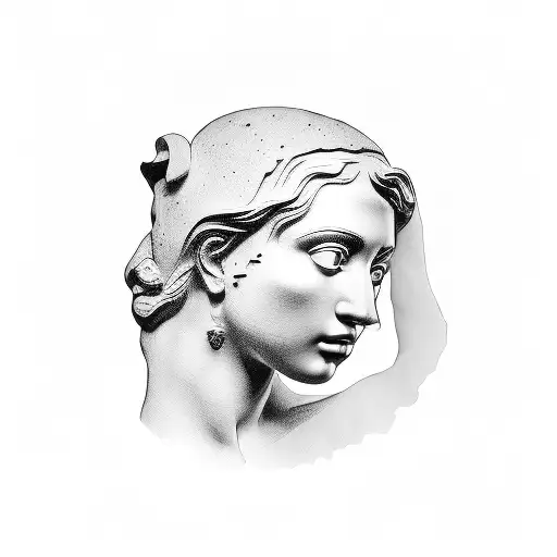 female greek sculpture tattoo design idea