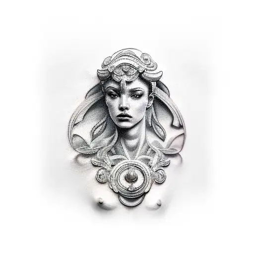 female greek sculpture tattoo design idea