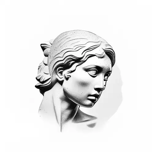 female greek sculpture tattoo design idea