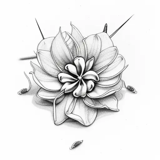 crown needle thread jasmine flowers  tattoo design idea