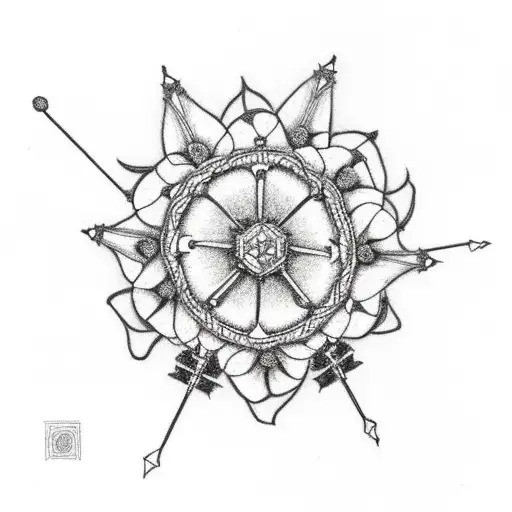 crown surrounded by needle thread with jasmine flowers  tattoo design idea