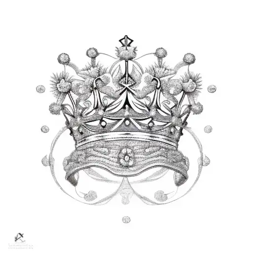 King's Crown with jasmine flowers tattoo design idea
