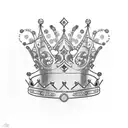 crown surrounded by needle thread with jasmine flowers  tattoo design idea