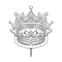 crown surrounded by needle thread with jasmine flowers  tattoo design idea