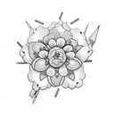 crown with needle thread jasmine flowers  tattoo design idea