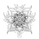 crown with needle thread jasmine flowers  tattoo design idea