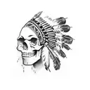 skull Indian chief headpiece tattoo design idea