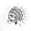 skull Indian chief headpiece tattoo design idea