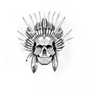 skull Indian chief headpiece tattoo design idea