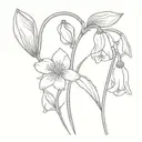 violet flower with a snowdrop flower tattoo design idea