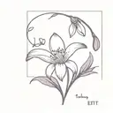 violet flower with a snowdrop flower tattoo design idea