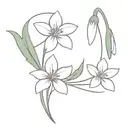 violet flower with a snowdrop flower tattoo design idea