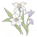violet flower with a snowdrop flower tattoo design idea