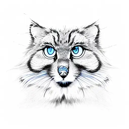 Manul with blue eyes tattoo design idea