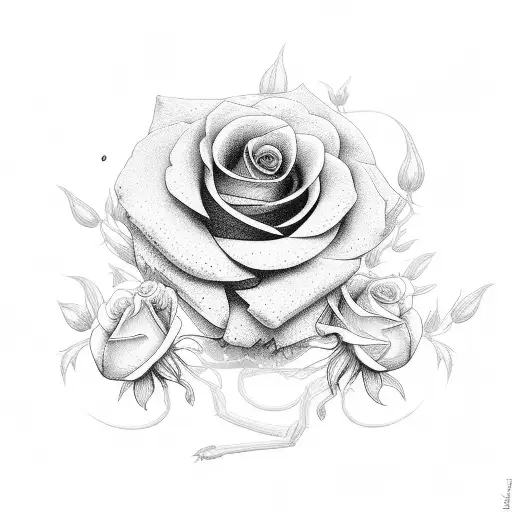 ant with roses tattoo design idea