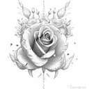 ant with roses tattoo design idea