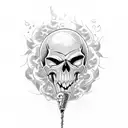 emo skull with smoke coming out of its mouth  tattoo design idea