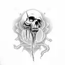 emo skull with smoke coming out of its mouth  tattoo design idea