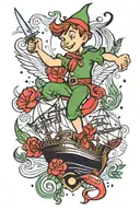 Peter Pan in sailor Jerry style tattoo design idea