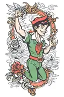 Peter Pan in sailor Jerry style tattoo design idea