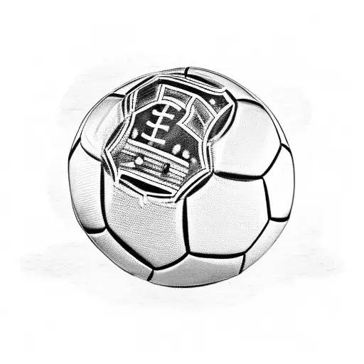 A football player in action, with smoke rising from the soccer ball, incorporating elements of military symbolism like a camouflage background or a soldier's helmet tattoo design idea