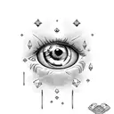 An eye crying diamonds tattoo design idea
