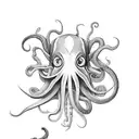 squid holding a knife tattoo design idea