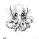 squid holding a knife tattoo design idea