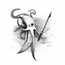 squid wielding a sword tattoo design idea