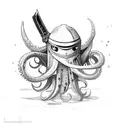 squid wielding a sword tattoo design idea
