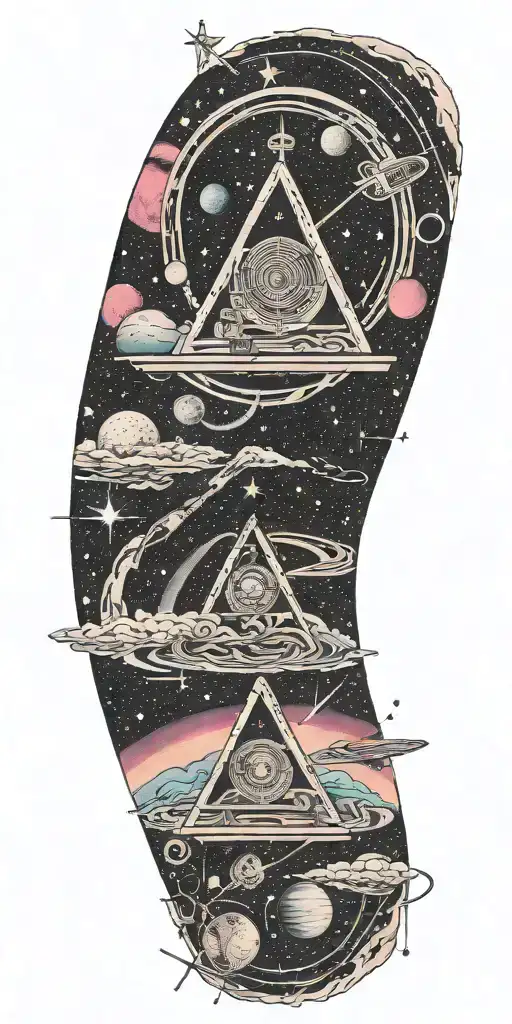 Pink Floyd and galaxy and metronome and space  tattoo design idea