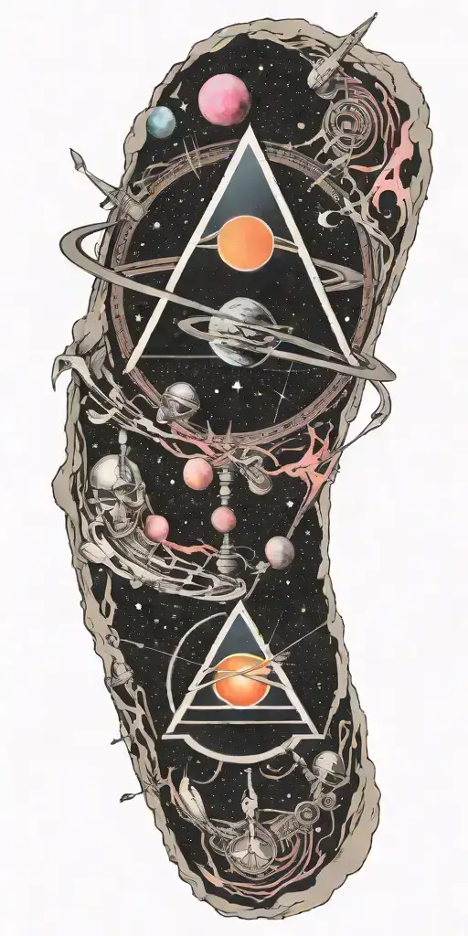 Pink Floyd, 05/23/2018, galaxy, pendulum tattoo design idea