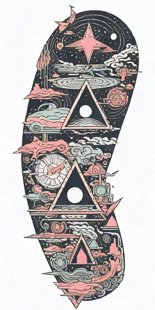 Pink Floyd, subtronics, galaxy, metronome, time tattoo design idea