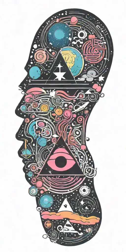 Pink Floyd, galaxy, subtronics, tame impala, time tattoo design idea