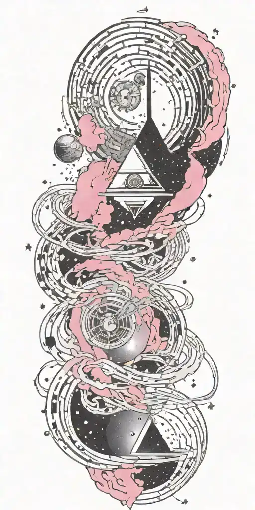 Pink Floyd, galaxies swirling, subtronics, time  tattoo design idea